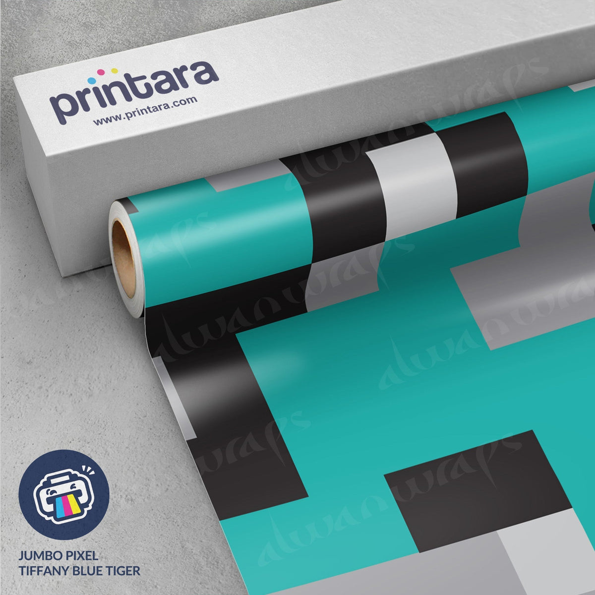 Jumbo Pixel Tiffany Blue Tiger Vinyl Wrap