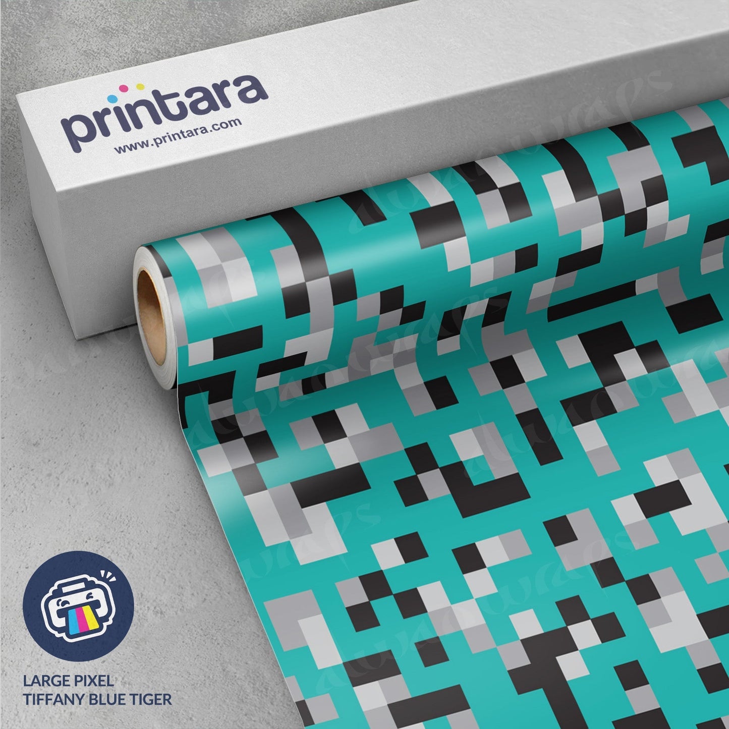 Large Pixel Tiffany Blue Tiger Vinyl Wrap
