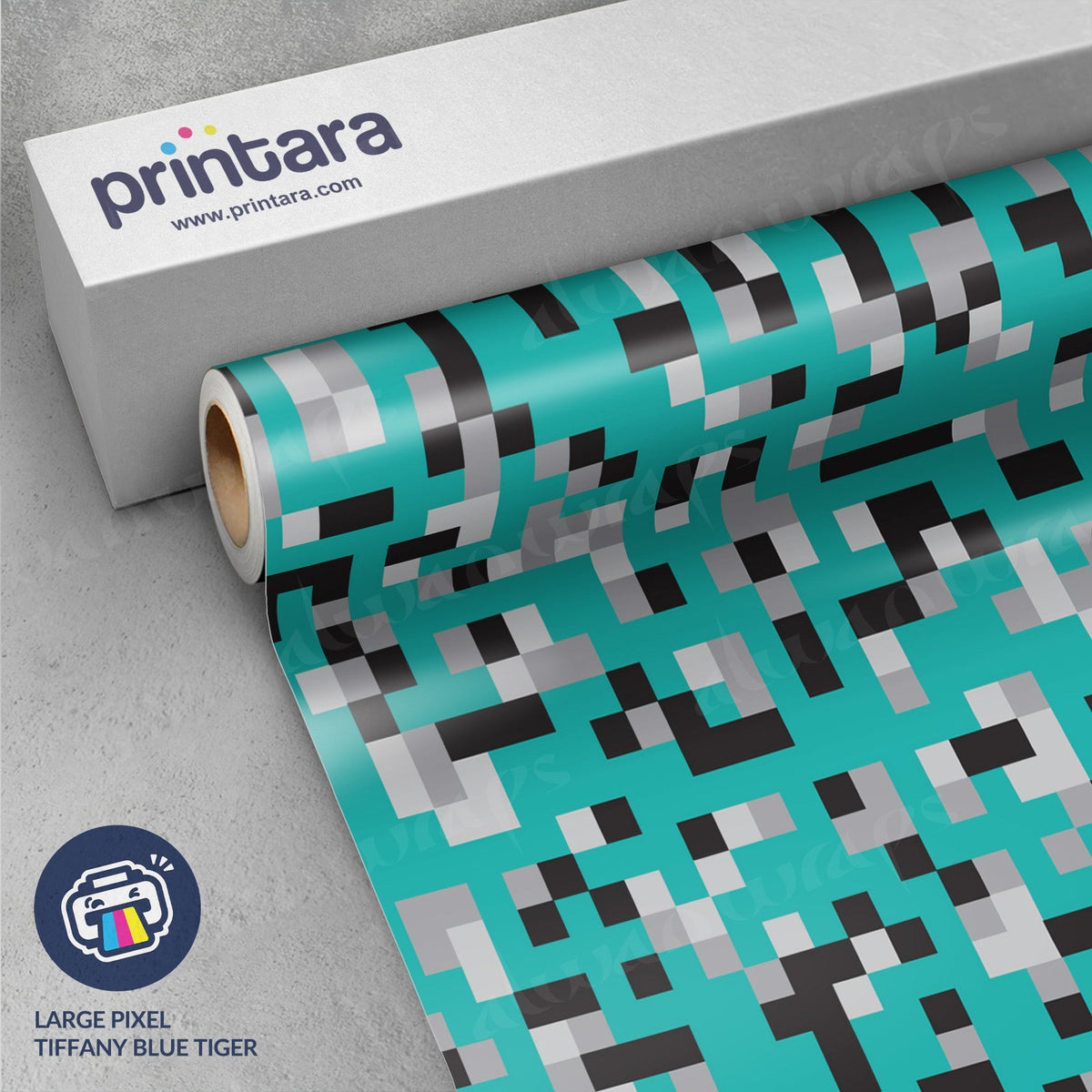 Large Pixel Tiffany Blue Tiger Vinyl Wrap