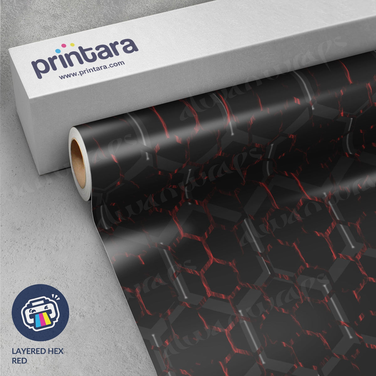 Layered Hex Red Vinyl Wrap
