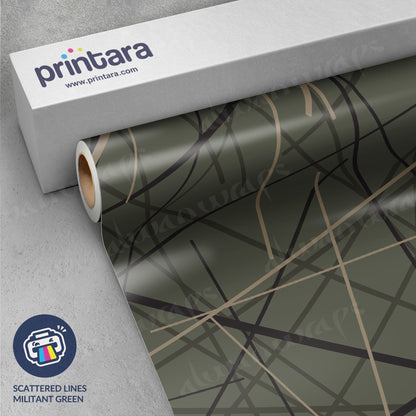 Printara Scattered Lines Militant Green Vinyl Wrap