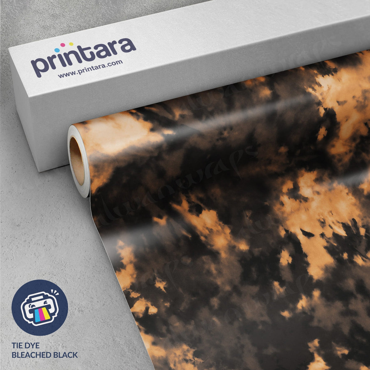 Tie Dye Bleached Black Vinyl Wrap