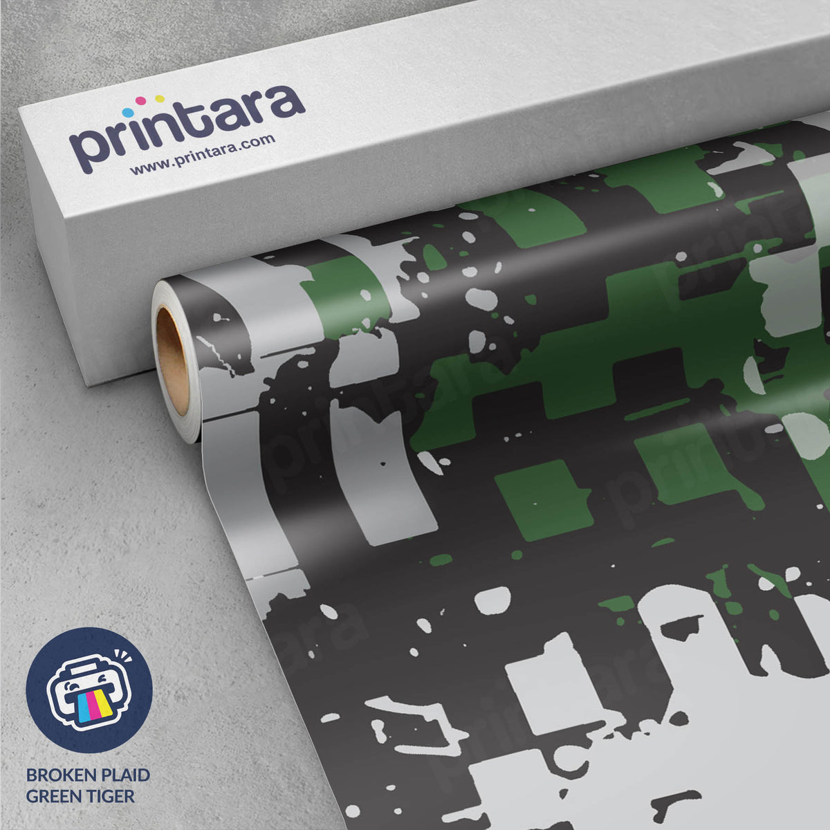 Broken Plaid Green Tiger Gun Skin Vinyl Wrap