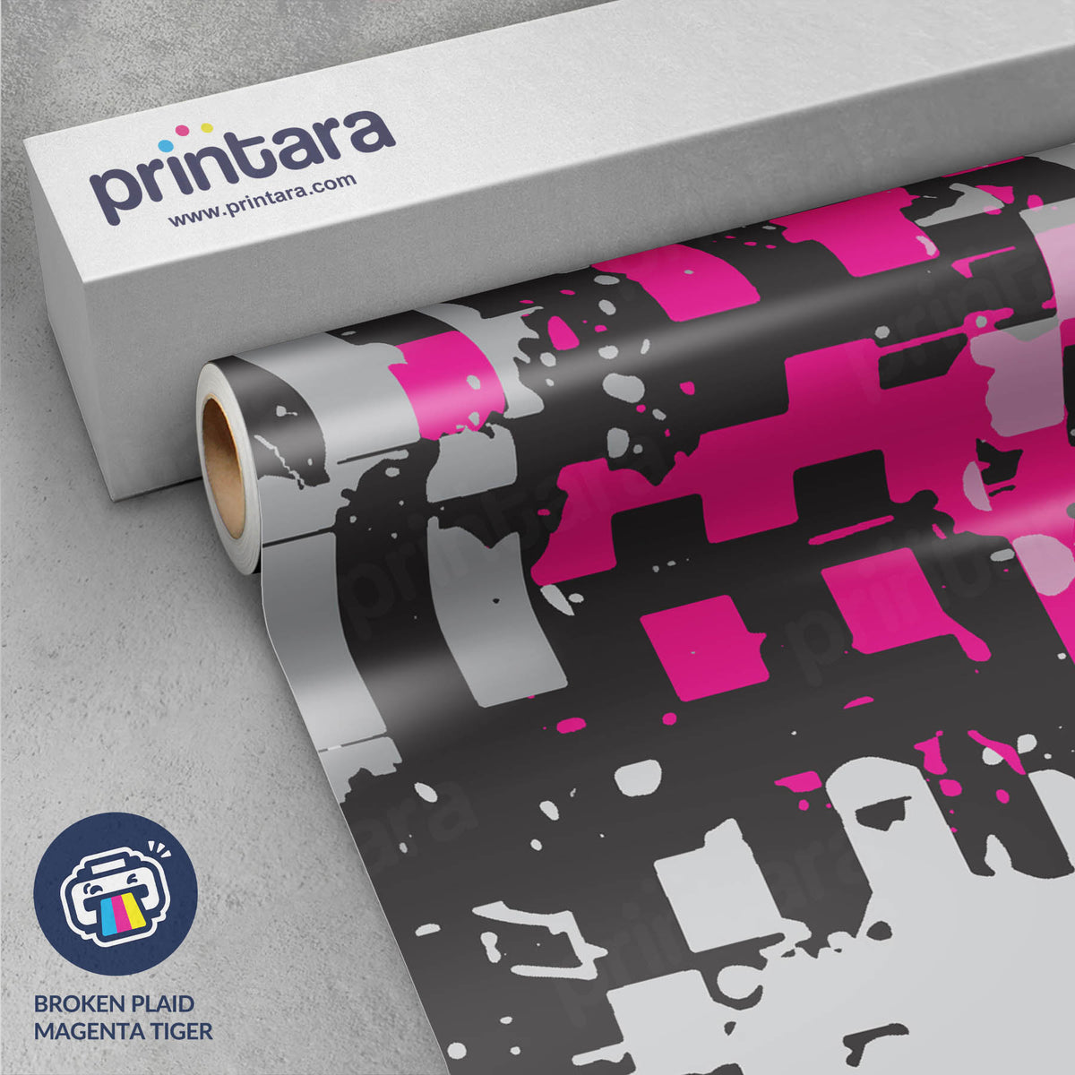 Broken Plaid Magenta Tiger Gun Skin Vinyl Wrap