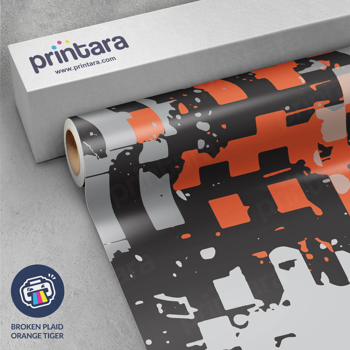 Broken Plaid Orange Tiger Gun Skin Vinyl Wrap