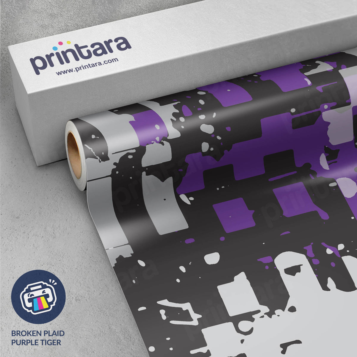Broken Plaid Purple Tiger Gun Skin Vinyl Wrap