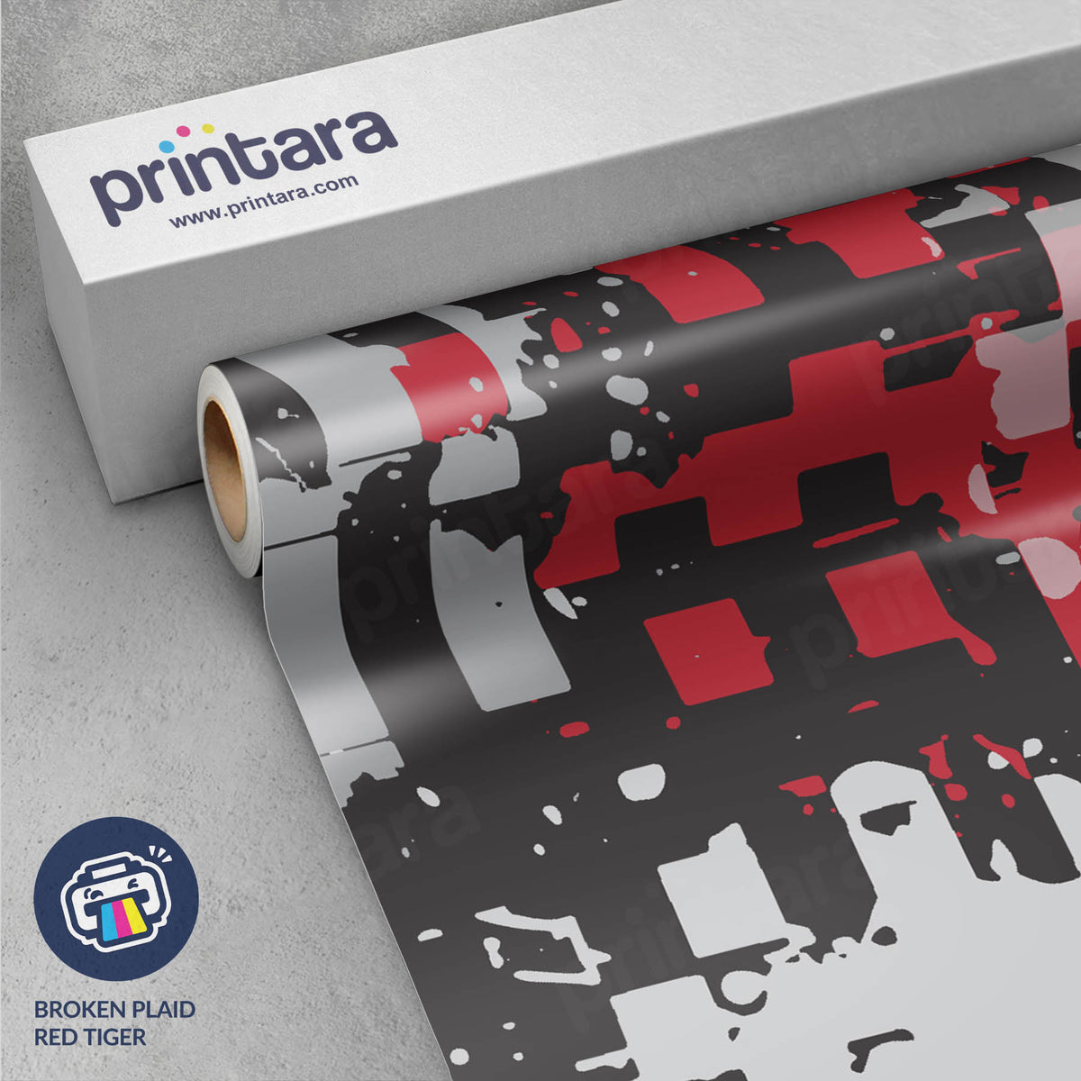 Broken Plaid Red Tiger Gun Skin Vinyl Wrap