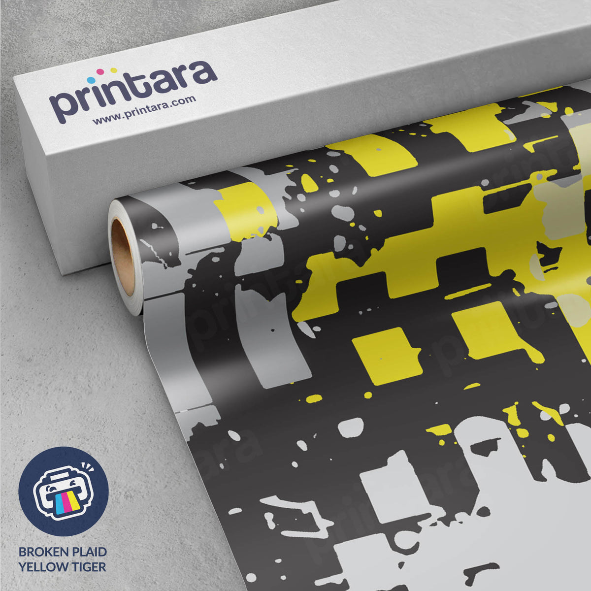 Broken Plaid Yellow Tiger Gun Skin Vinyl Wrap