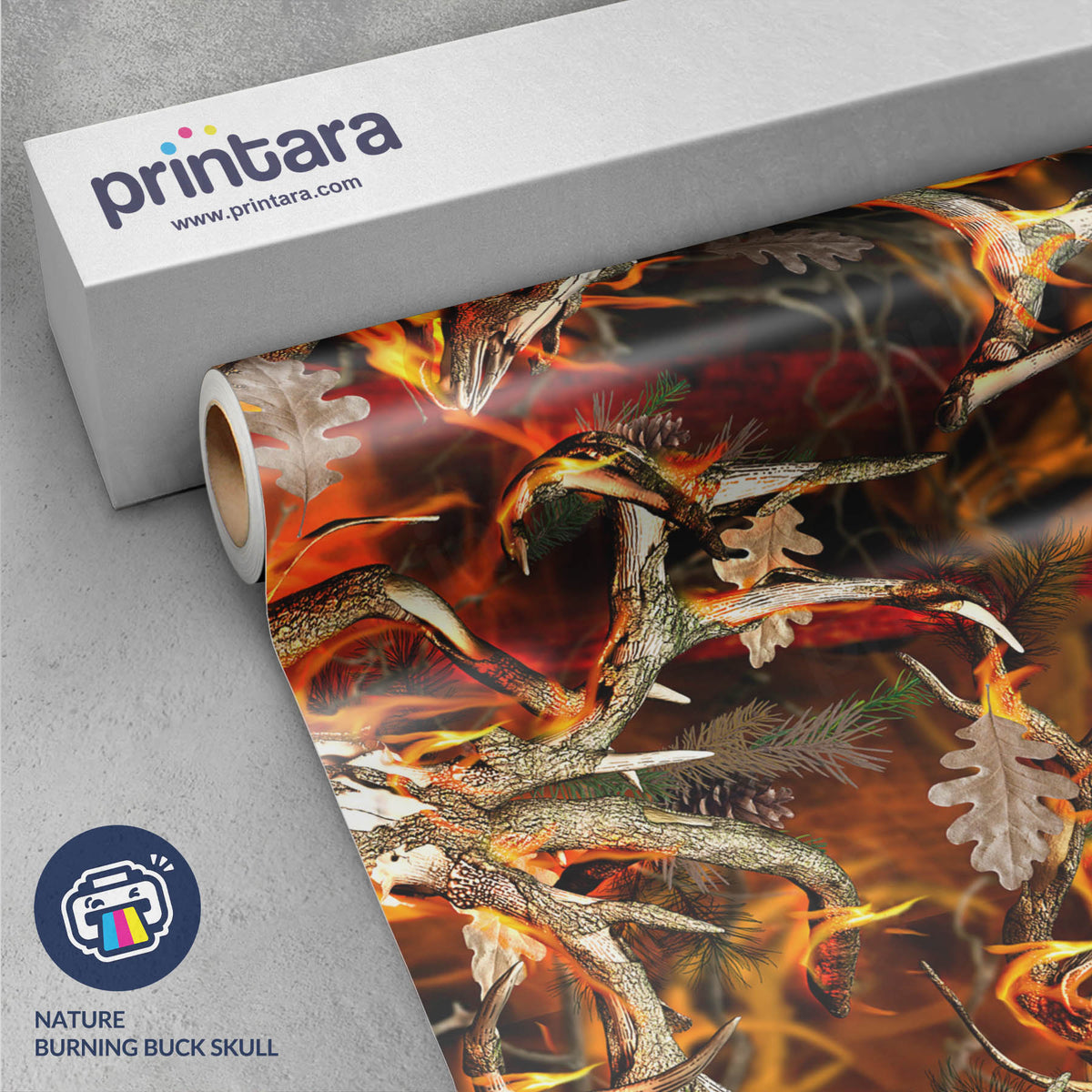 Nature Burning Buck Skull Gun Skin Vinyl Wrap