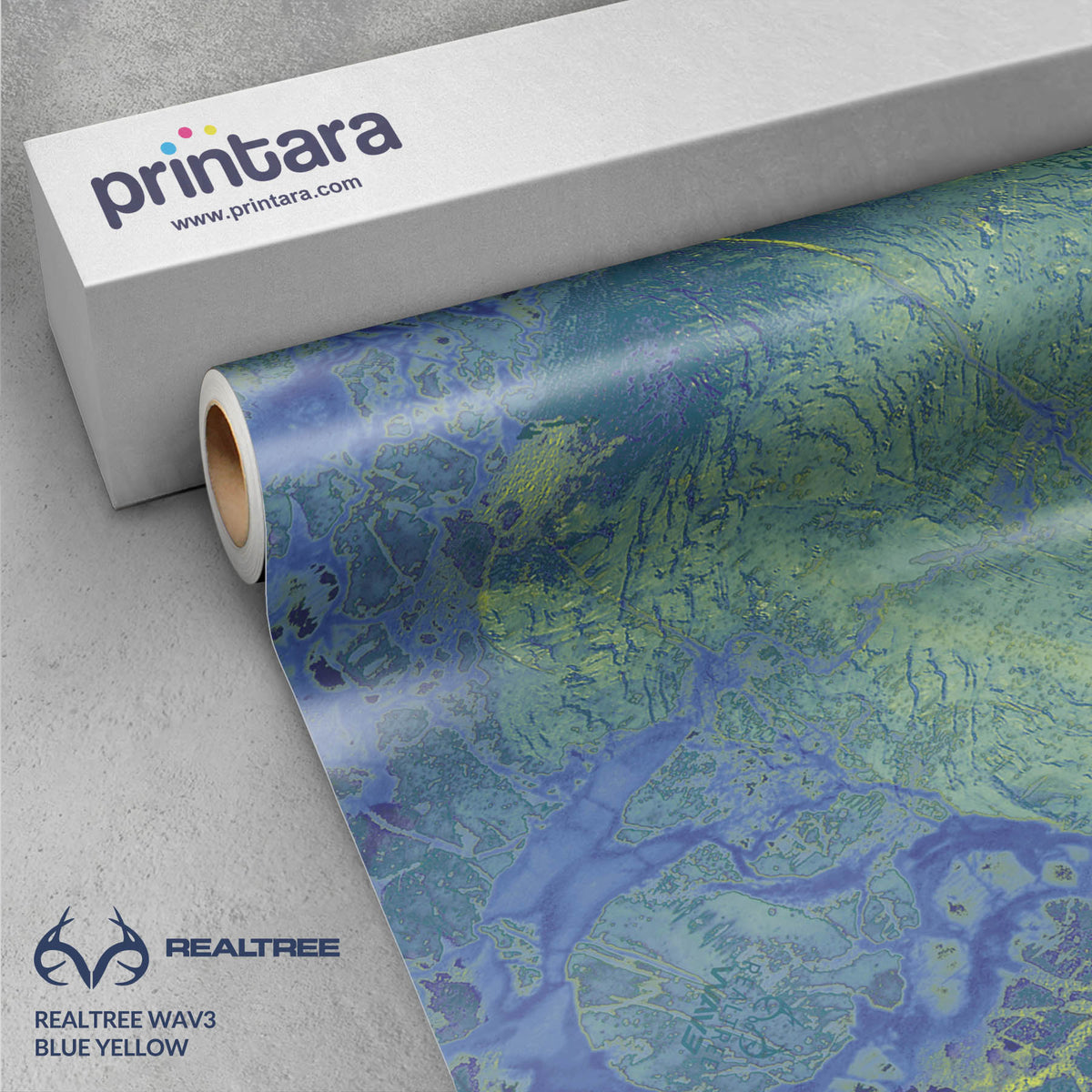 Realtree WAV3 Blue Yellow Gun Skin Vinyl Wrap