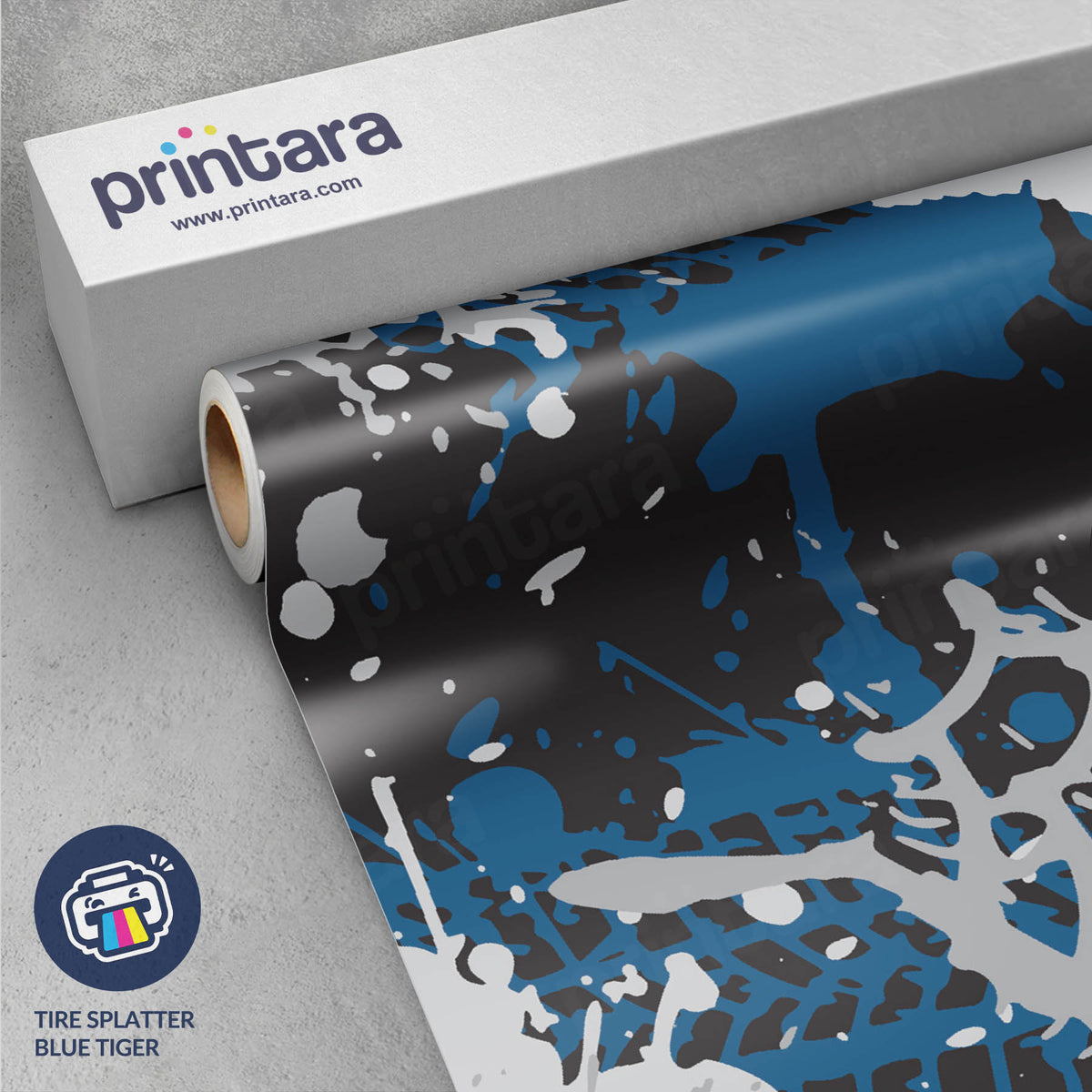 Tire Splatter Blue Tiger Gun Skin Vinyl Wrap