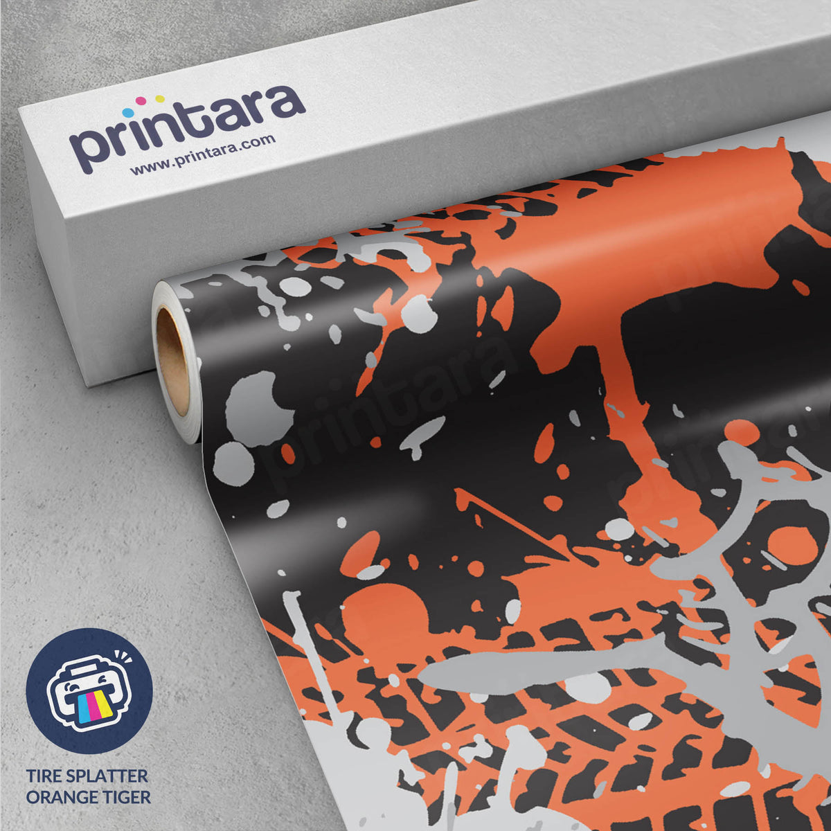 Tire Splatter Orange Tiger Gun Skin Vinyl Wrap