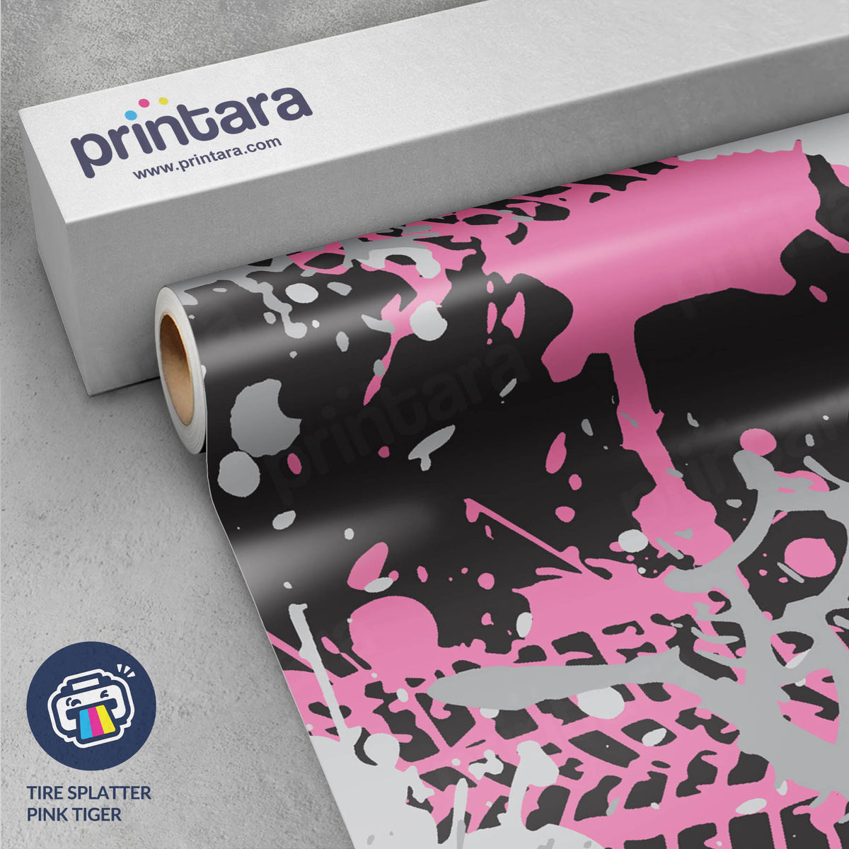 Tire Splatter Pink Tiger Gun Skin Vinyl Wrap