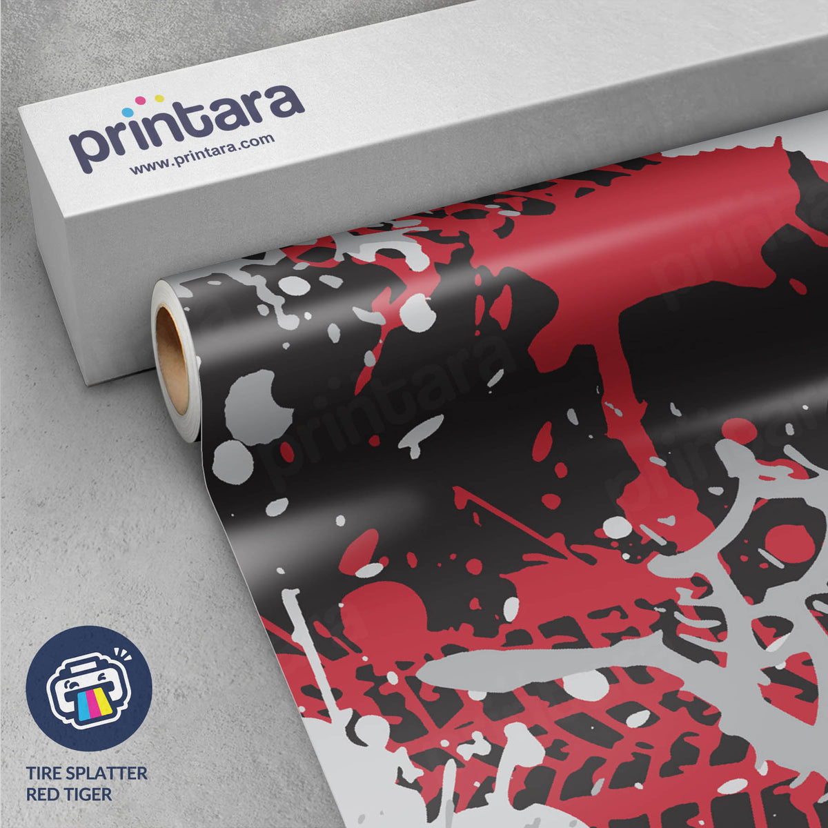 Tire Splatter Red Tiger Gun Skin Vinyl Wrap