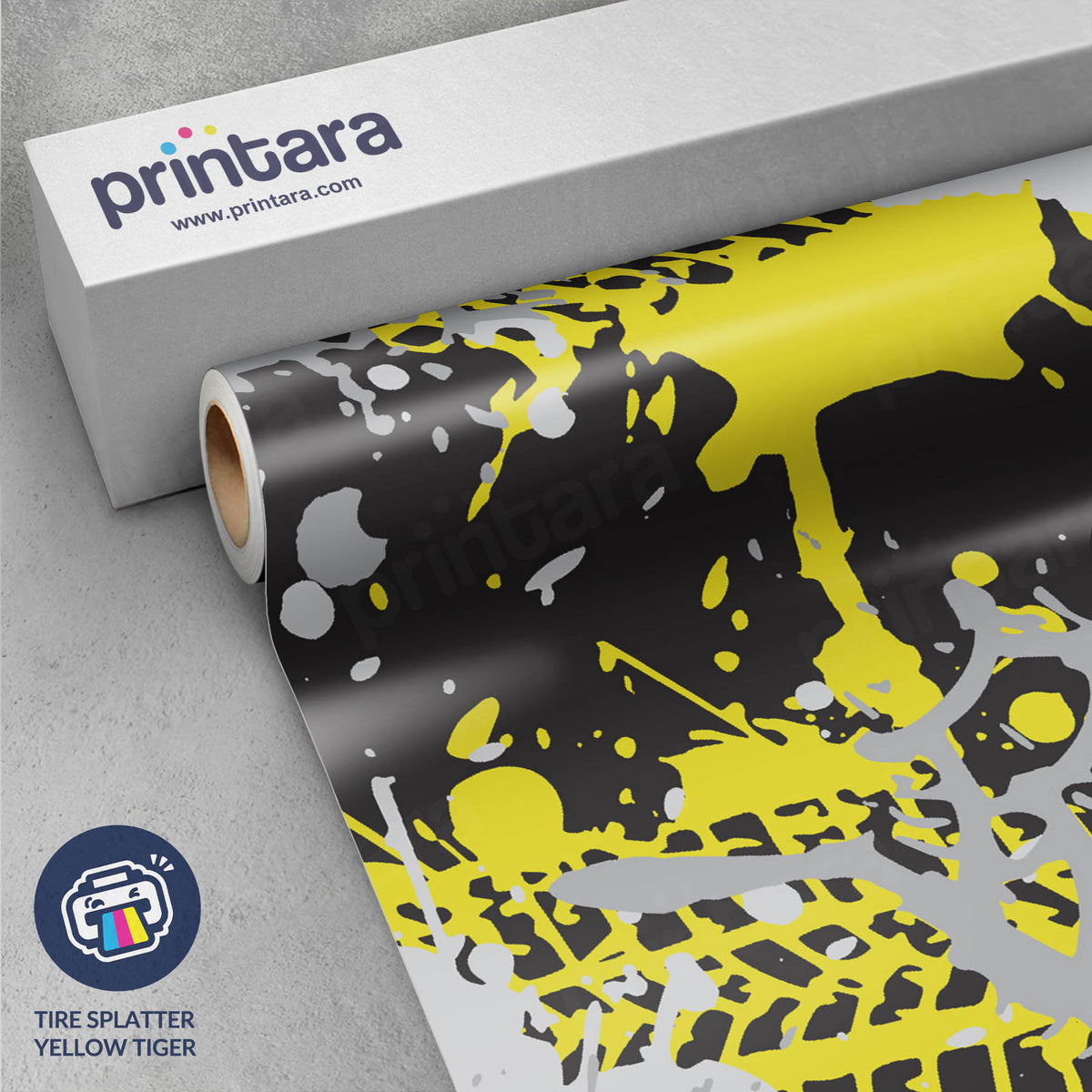 Tire Splatter Yellow Tiger Gun Skin Vinyl Wrap
