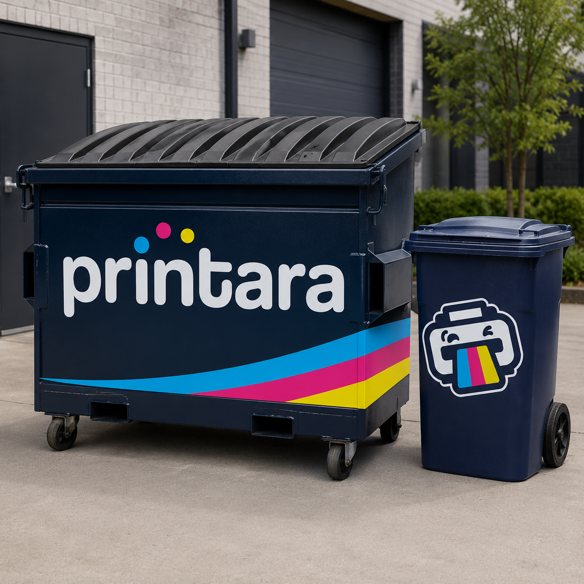 Custom waste dumpster graphics